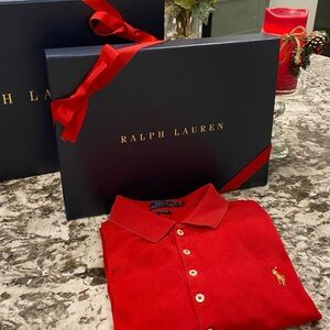 Polo Ralph Lauren Red Polo with Gold Logo custom made